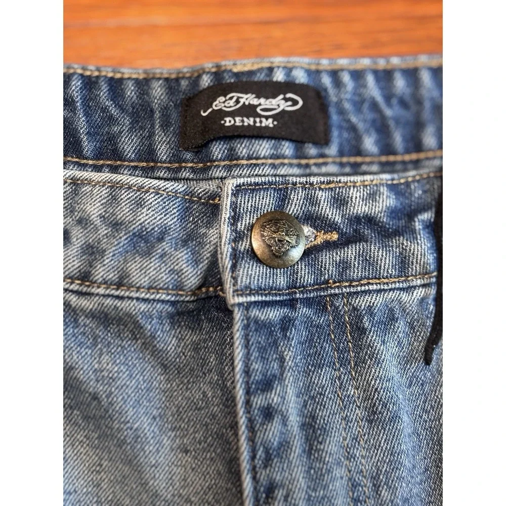 Vintage Y2K Ed Hardy‎ Jeans Denim Death Before Dishonor Distressed Size 34x30